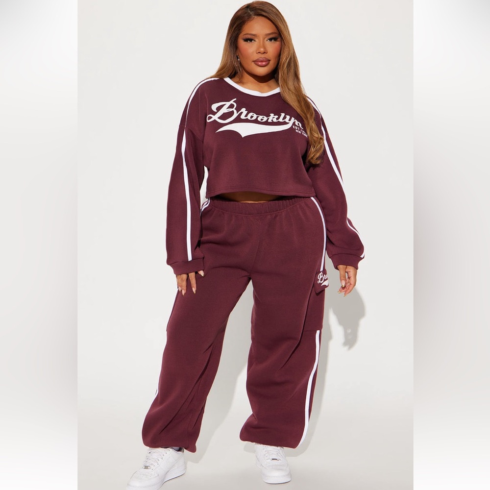 Brand New Brooklyn Maroon Two-Piece Joggers Set